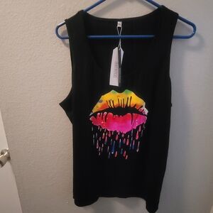 NWT Black and Yellow Graphic Tank Top